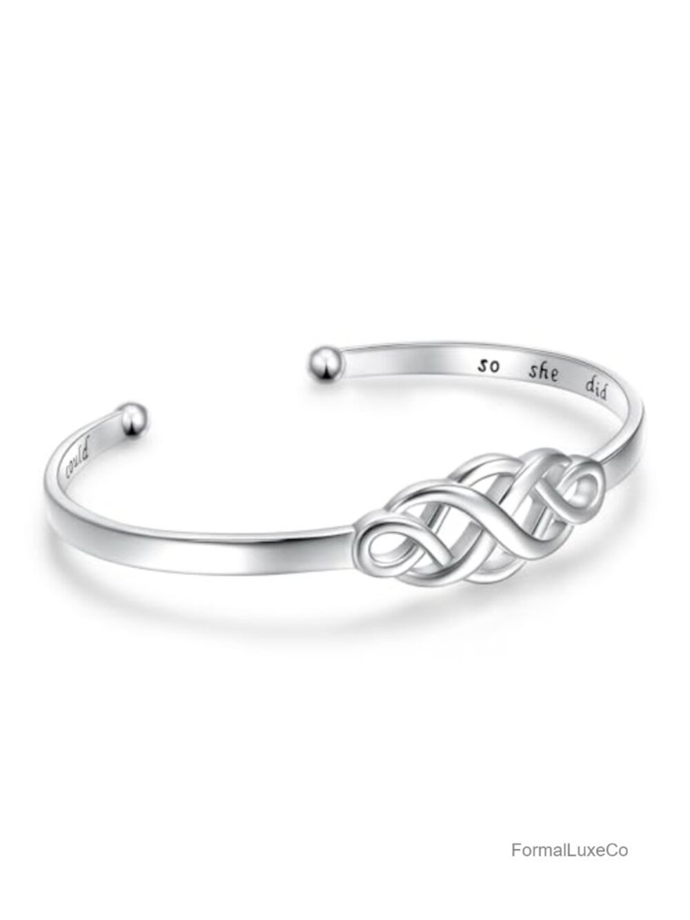 Sterling Silver Adjustable Celtic Knot Cuff Bangle Bracelet